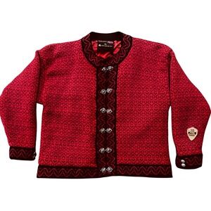 Vintage Norwegian Wool Cardigan Jacket – Wind Fjord Classic Nordic Knit XL